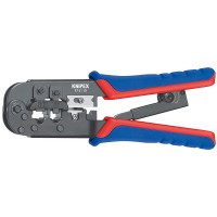 Пресс-клещи для штекеров RJ, 2 гнезда, RJ 11/12 (6-pin), RJ 45 (8-pin), 190 мм, SB (KN-975110SB)