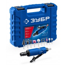 Набор в кейсе: прямая цанговая пневмошлифмашина, 10 шарошек и оснастка ЗУБР ПРОФЕССИОНАЛ 64330-H