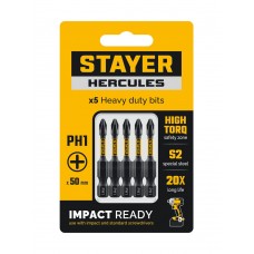 Биты торсионные HERCULES, PH1, 50 мм, 5 шт STAYER 26231-1-50-5