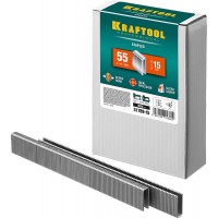 Скобы тип 55 (90/C), 15 мм, калибр 18GA, 5000 шт KRAFTOOL 31789-15