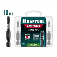 Биты ударные Impact TX 20 50 мм 10 штук KRAFTOOL 26195-20-50-S10