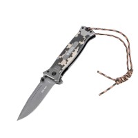 Нож складной, многоцелевой, системы Liner-Lock, с накладкой G10 на прямой рук-ке+стеклобой Denzel (79208)