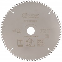 Диск пильный по дереву с тефлоновым покрытием 72Т, CUTOP Profi plus, 255 х 1,8/2,6 х 32/30/25,4/20 мм (75-25572Т)