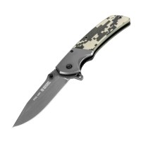 Нож складной, многоцелевой, системы Liner-Lock, с накладкой G10 на классической рукоятке Denzel (79207)