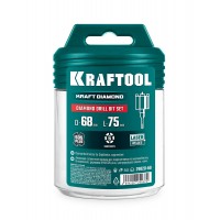 KRAFTOOL DIAMOND d 68 мм (сухое сверление с микроударом, глубина сверления 75 мм, лазерная сварка), Алмазная Коронка для подрозетников (29820-68)