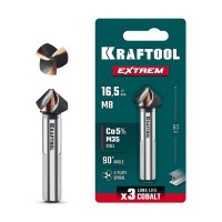 Зенковка EXTREME Со5-А d 16.5х10х60 мм Z3 90° сталь M35 U-образная спираль KRAFTOOL 29734-8