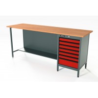 RUNTEC RTS20F-TS7-NS-3020 Верстак серии Standart, 2000 мм, фанера, тумба с 7-ю ящиками, красный RAL 3020 (RTS20F-TS7-NS-3020)