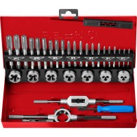 Набор метчиков и плашек 32 предмета сталь 9ХС ЗУБР 28129-H32