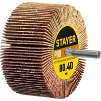 Круг шлифовальный лепестковый d 80 x 40 мм, P80, на шпильке d 6 мм STAYER 36609-080