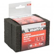 Губка для шлифования, 100 х 70 х 25 мм, мягкая, 3 шт, P 60/80, P 60/100, P 80/120 Matrix (75705)
