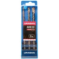 Буры SDS-plus набор URAGAN 3 шт: 5х160 6х160 8х160 мм 901-25554-H3  