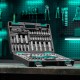 Набор инструментов 1/2, 1/4, CrV, 12 гранные головки, пластиковый кейс, 109 предмета Stels