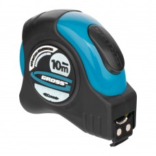 Рулетка Schlagfest,10 м x 25 мм,магнитный обрезиненный зацеп,двусторонняя шкала,автоматическая фиксация Gross