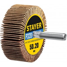 Круг шлифовальный лепестковый d 50 x 20 мм, P320, на шпильке d 6 мм STAYER 36607-320