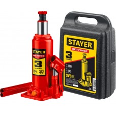 Домкрат бутылочный гидравлический в кейсе 3 т, 194 - 375 мм RED FORCE Professional STAYER 43160-3-K
