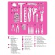 GRINDA Pink Tools 165 предм, универсальный набор инструмента (22109)