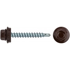 Шурупы кровельные со сверлом 4.8 х 38 коричневый, RAL 8017 250 шт. (фасовка) (23535-4)