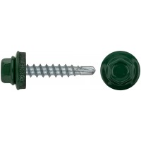 Шурупы кровельные со сверлом 4.8 х 28 зеленый 100шт , RAL 6002 Фасовка (23512-0)