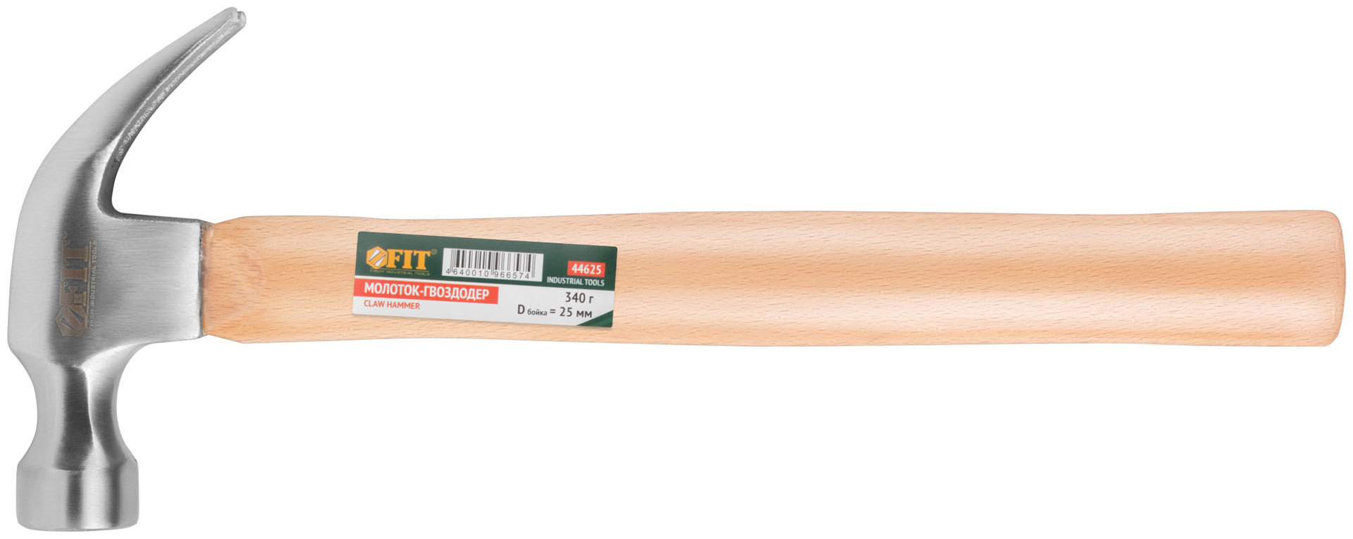 Молоток-гвоздодер, деревянная ручка 25 мм, 340 гр. (44625)