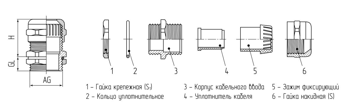 Ввод кабельный из нержавеющей стали PGМ 21 (13-18 мм) (INOX) (Fortisflex) (83626)