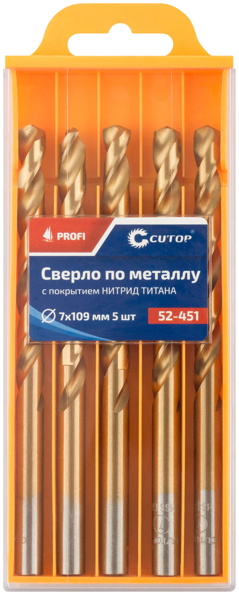 Сверло по металлу Cutop Profi с титановым покрытием, 7х109 мм (5 шт) (52-451)