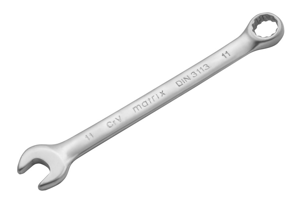 Ключ комбинированный, 11 мм, CrV, матовый хром Matrix