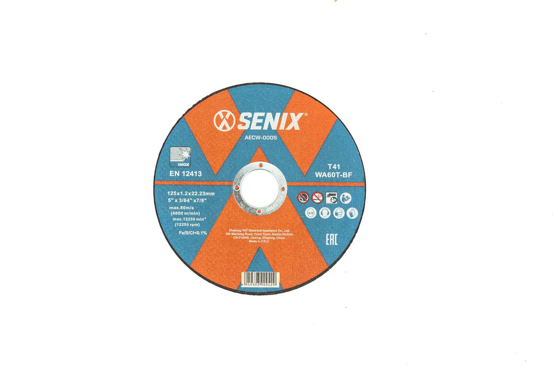 Диск отрезной по металлу и нержавеющей стали, упак 10 шт., 1251.222.23 mm SENIX AECW-0005-10