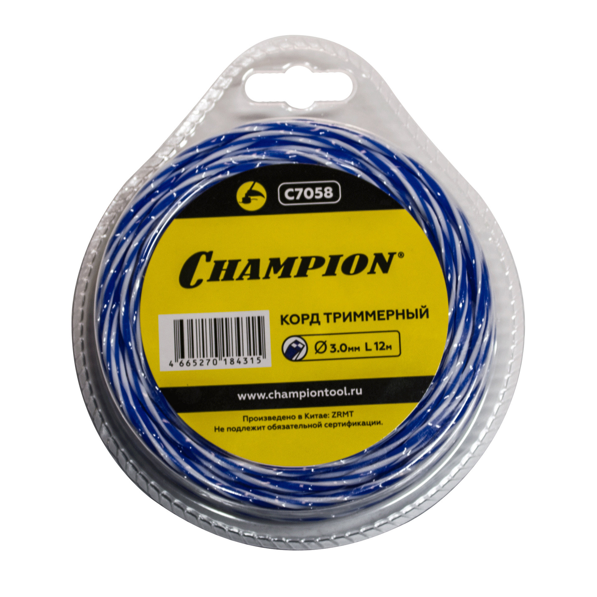 Корд трим.CHAMPION Sky-cutter 3.0мм* 12м (витой квадрат) (C7058)