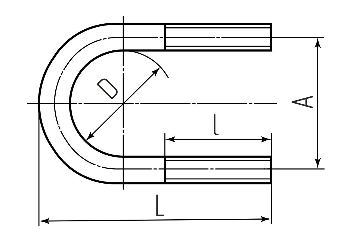Болт-скоба стальная U 1/2 М6 (Fortisflex) (63120)