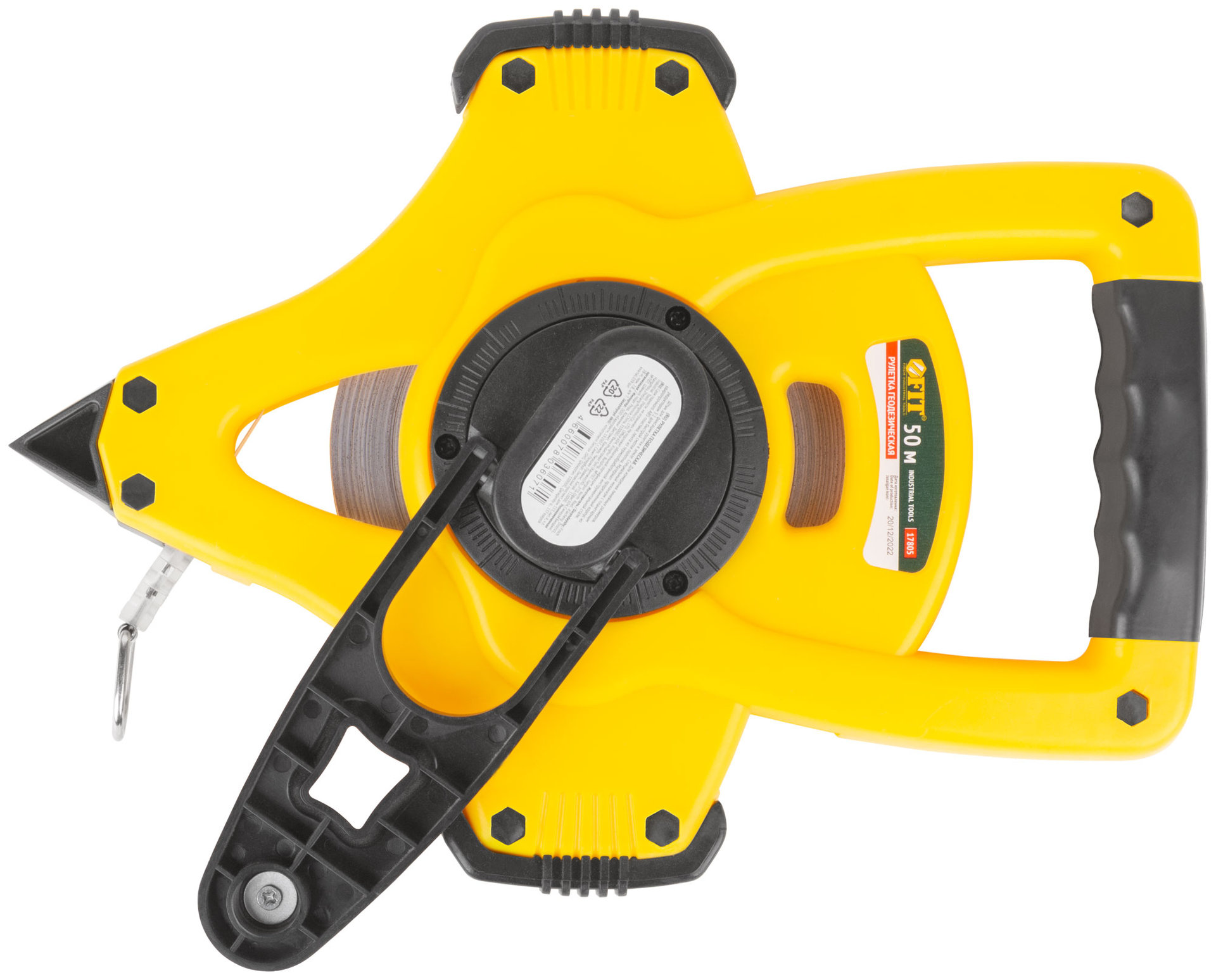 Рулетка геодезическая, стальная лента, открытый пластик. корпус, ускоренная перемотка, прорезин. ручка 50 м