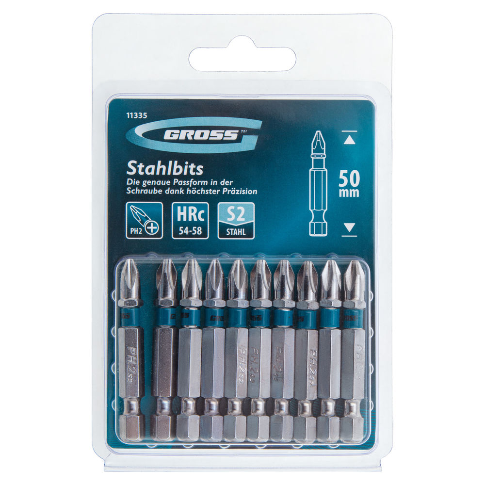 Бита РН2 х 50, сталь S2, 10 шт. Gross (11335)