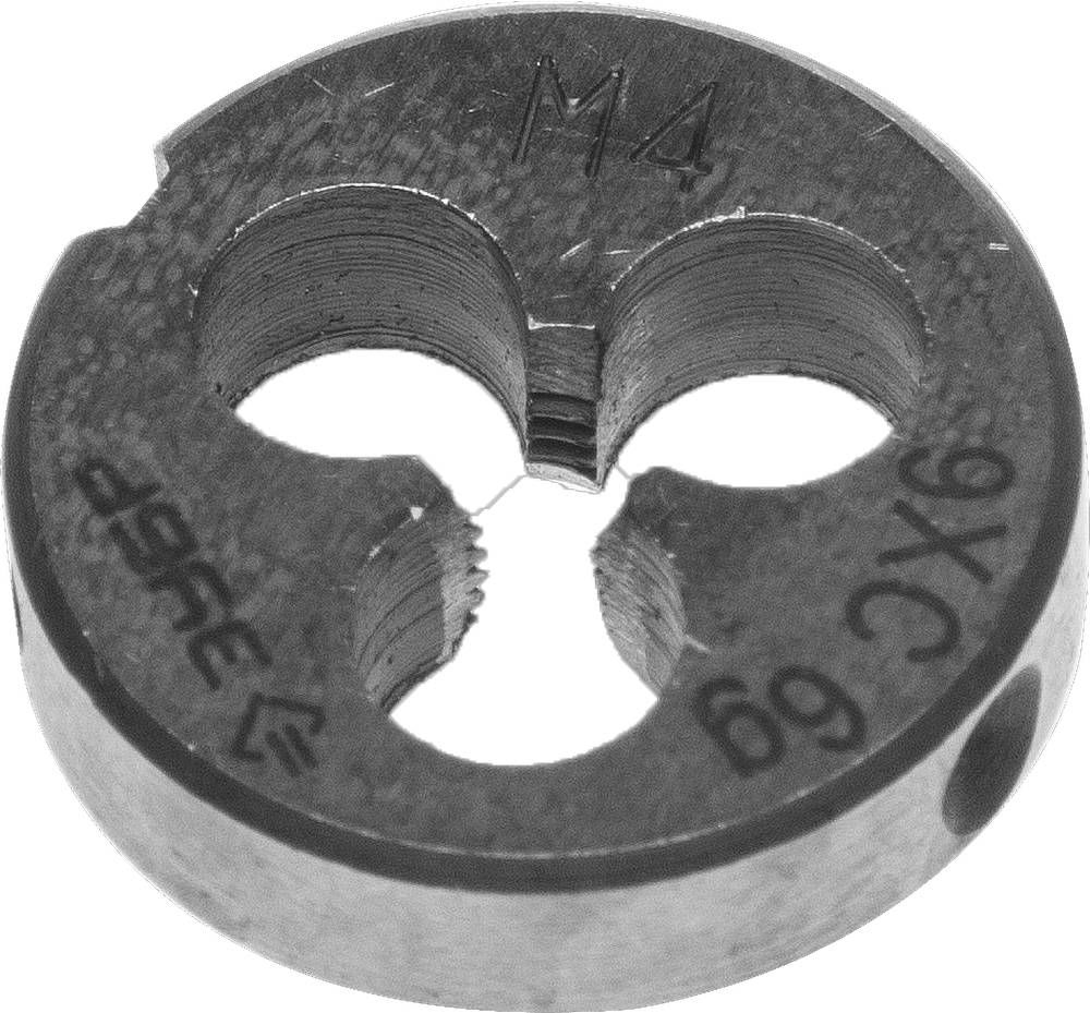Плашка круглая ручная сталь 9ХС ЗУБР М4 x 0.7 мм 4-28022-04-0.7