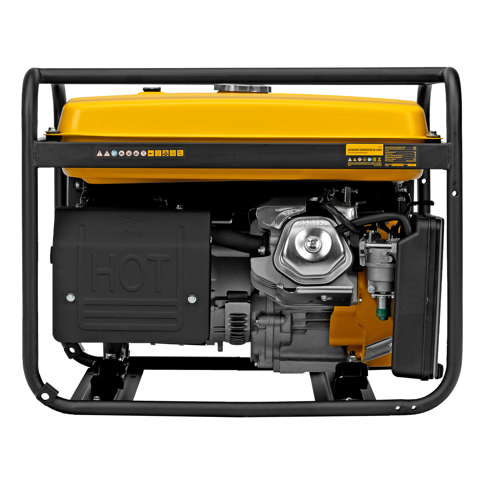 Генератор бензиновый GE 6900, 5.5 кВт, 220 В/50 Гц, 25 л, ручной старт Denzel (94637)