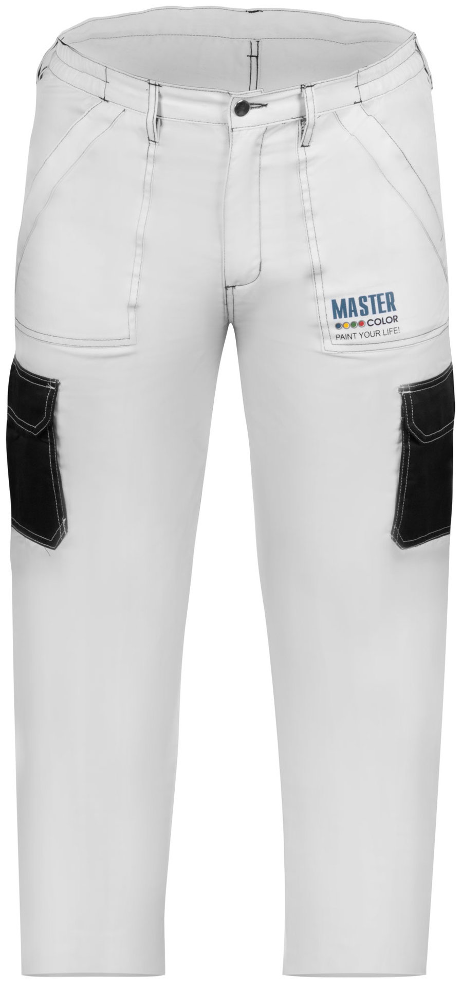 Брюки рабочие Master Color, белые, эластичный пояс, 6 карманов, размер XL (30-8013)