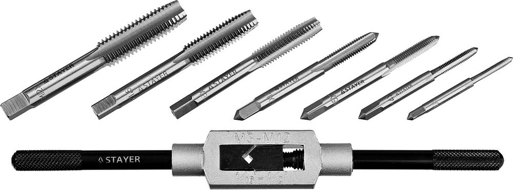 Набор метчиков 8 предметов инструментальная сталь MaXCut STAYER 28016-H8