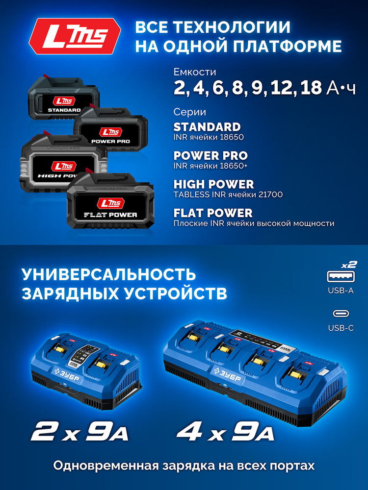 Дрель-шуруповерт бесщеточная 20 В 70 Н·м 2 АКБ LMS 2 А·ч кейс Профессионал ЗУБР DB-70-22