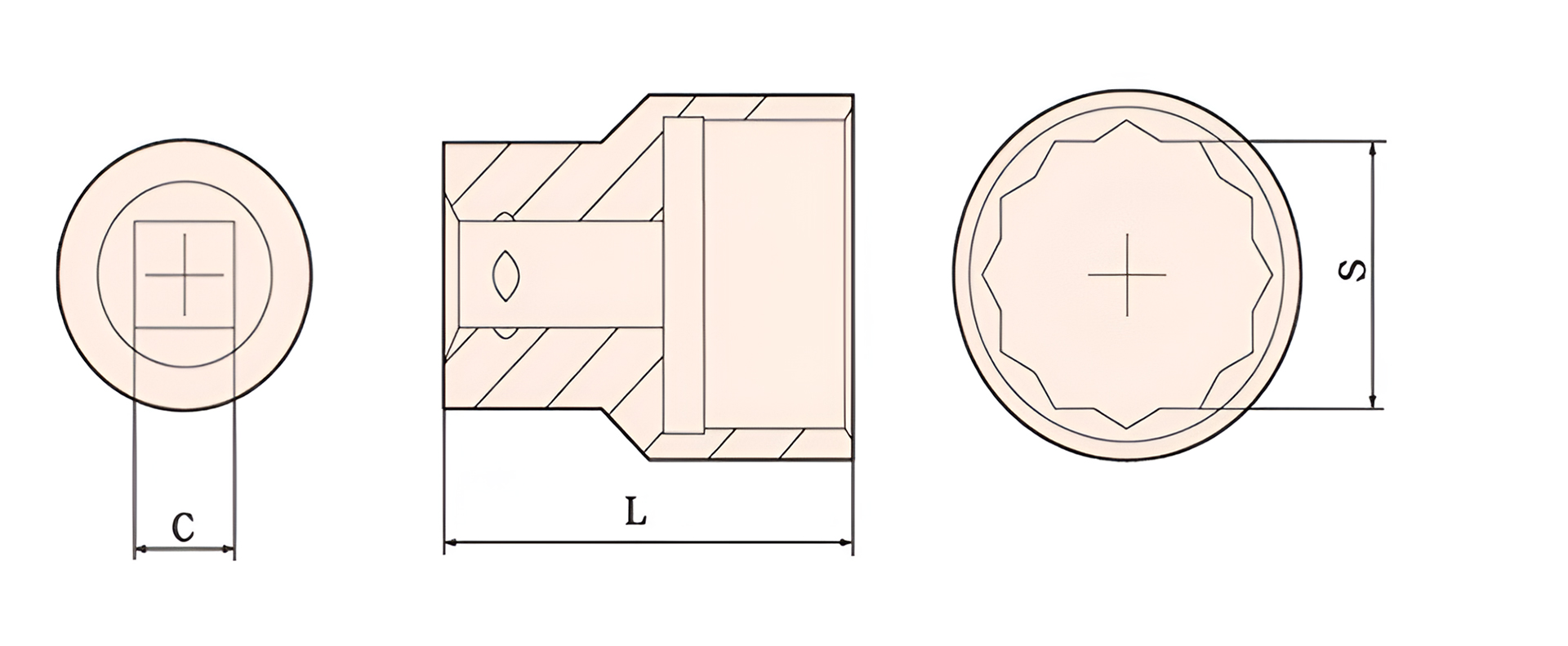 Головка ударная торцевая искробезопасная 12-гр. (1-1/2)110A-55 AlCu, HORTZ