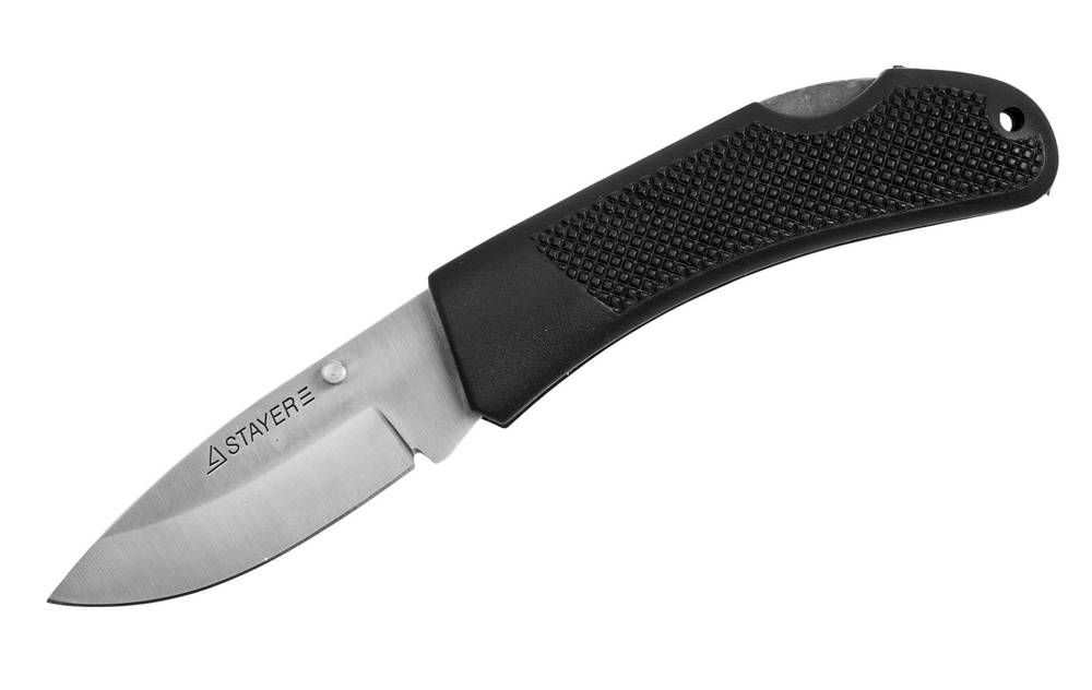 Нож складной 75 мм средний с обрезиненной ручкой STAYER 47600-1