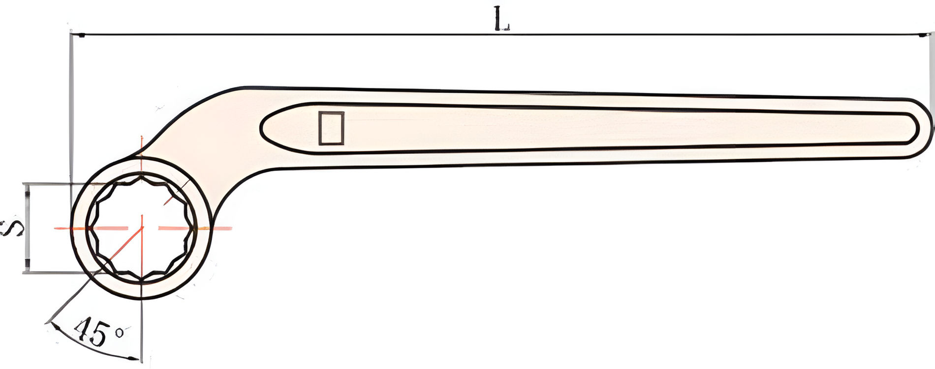 Ключ накидной изогнутый 30 искробезопасный сплав AlCu 157-30, HORTZ
