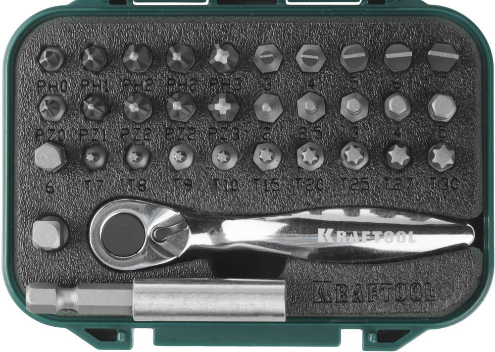 Набор бит с мини-трещоткой, 33 шт KRAFTOOL 26157-H33