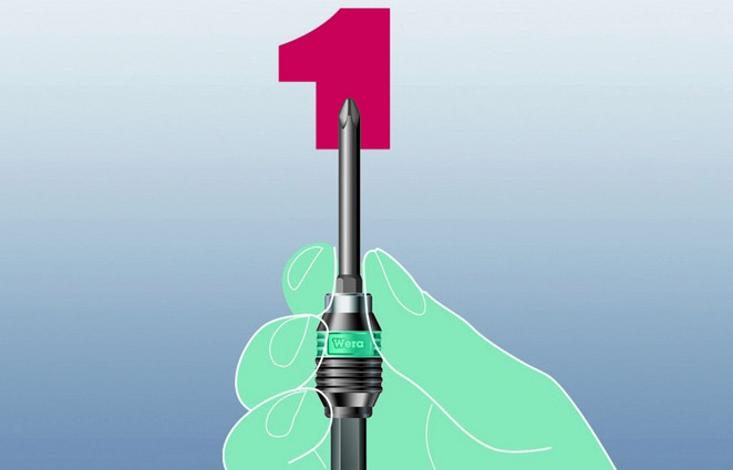 Отвёртка-битодержатель 90 мм патрон Rapidaptor 1/4 C6.3/E6.3 Kraftform Plus серия 813 R Wera WE-051272