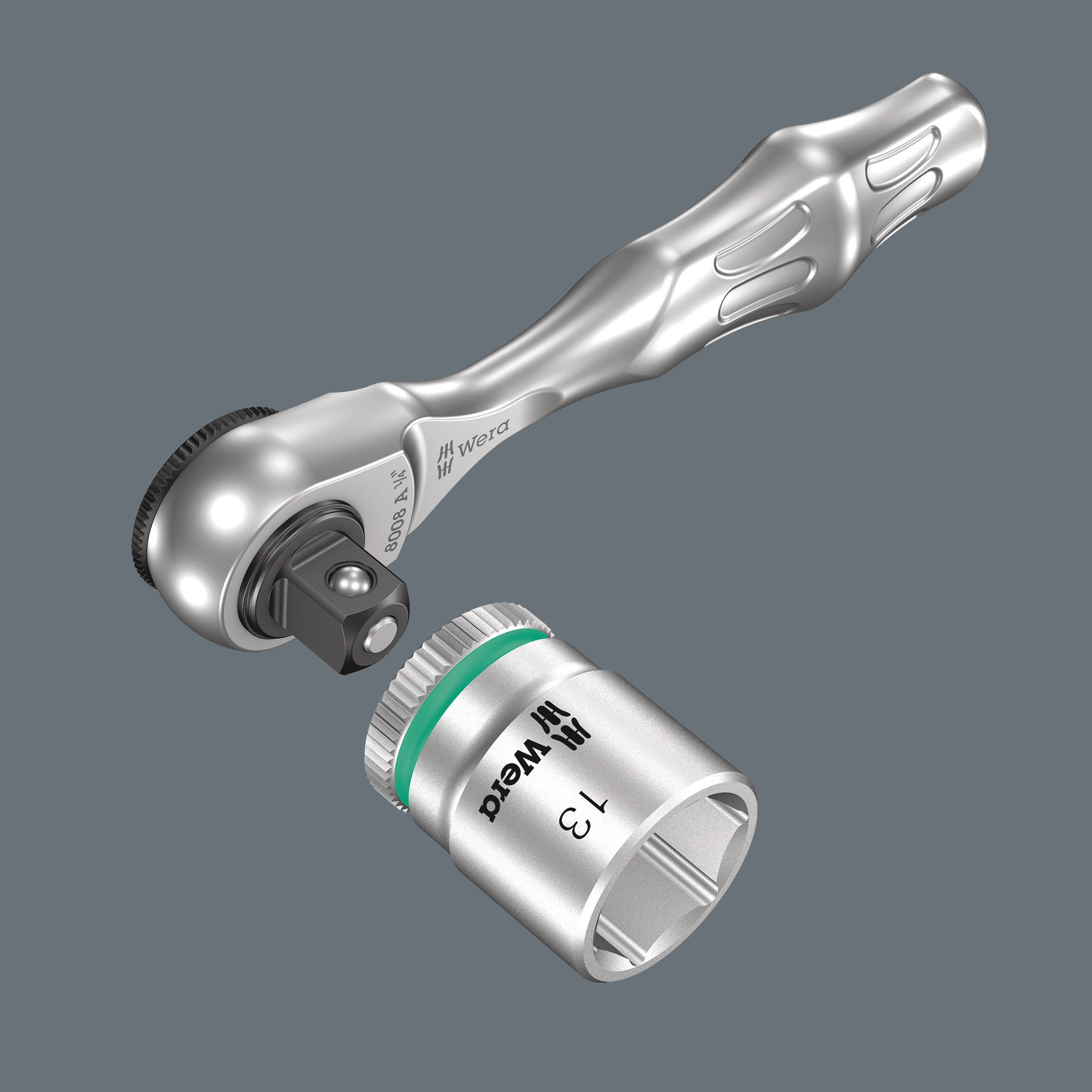 Трещотка 1/4 x 87 мм Zyklop Mini 3 серия 8008 A Wera WE-003793