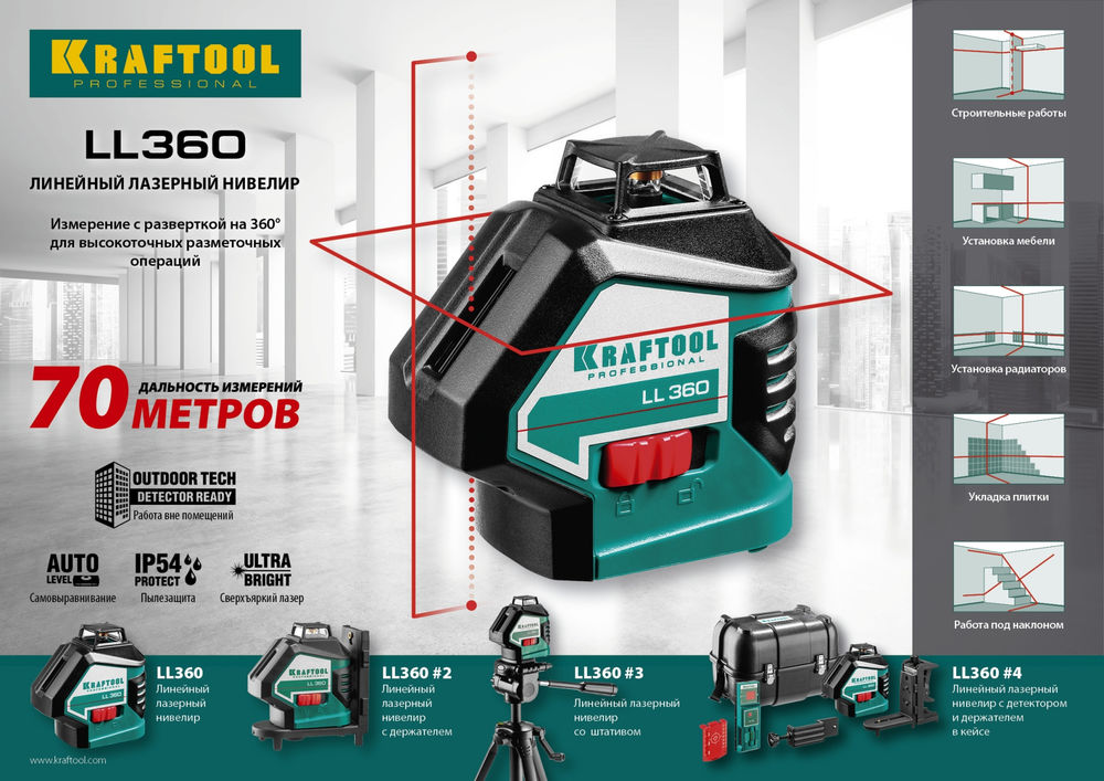 Лазерный нивелир LL360 KRAFTOOL 34645