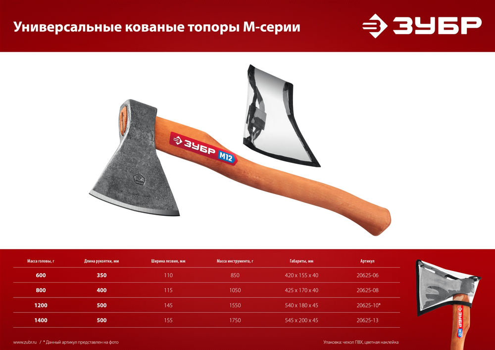 Топор универсальный кованый 1400/1750 г 500 мм ЗУБР 20625-13