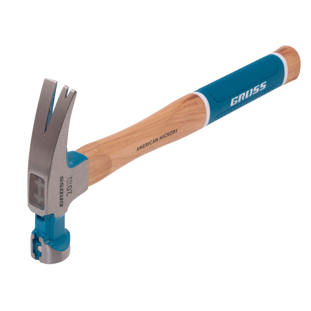 Молоток-гвоздодер,560 г, угол 75, магнит, обрезиненная рукоятка AMERICAN HICKORY GROSS (10419)