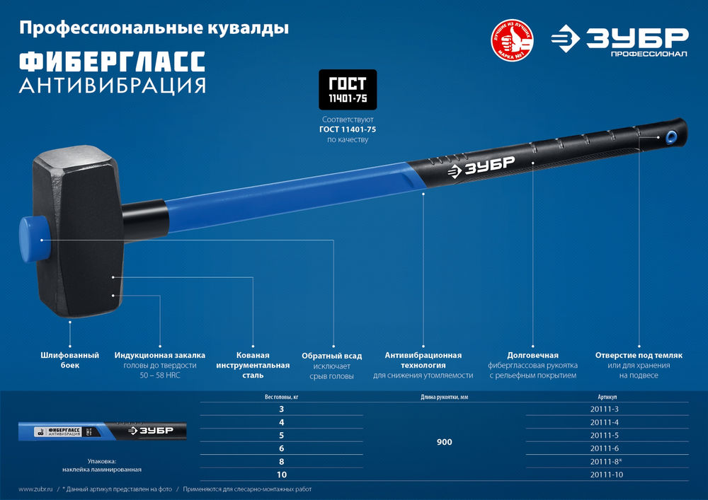 Кувалда 5 кг 900 мм Профессионал ЗУБР 20111-5