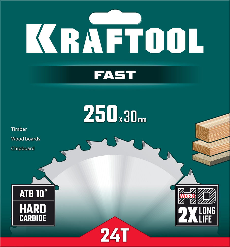 Пильный диск по дереву Fast, 250 х 30 мм, 24Т KRAFTOOL 36950-250-30