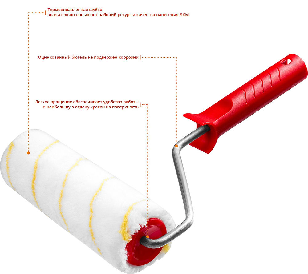 Малярный валик POLYTEX PRO, 48 х 180 мм, бюгель 8 мм, ворс 12 мм, полиакрил/полиэстер, все виды ЛКМ MIRAX 03816-18