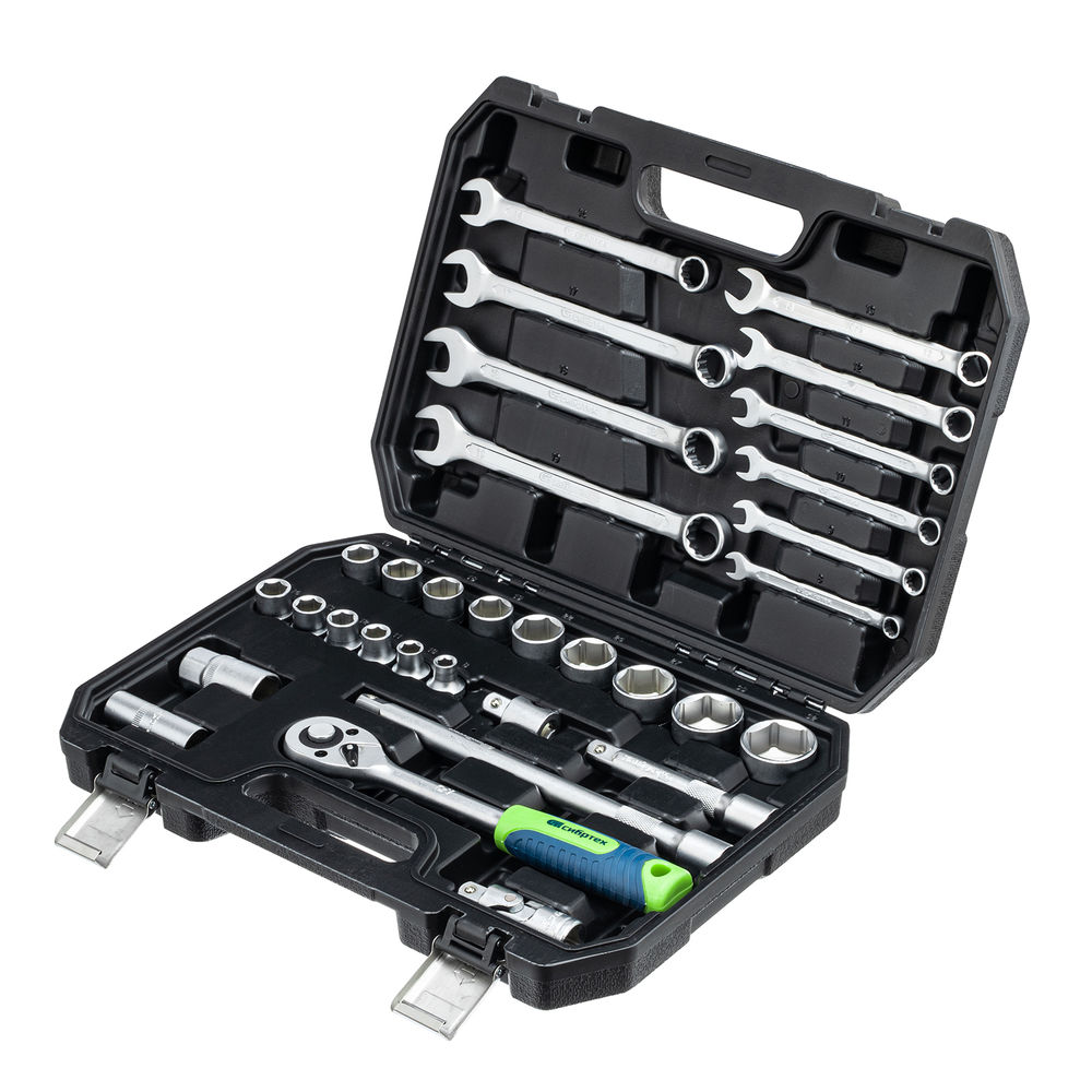 Набор инструментов, 1/2, пластиковый кейс, 32 предмета// Сибртех