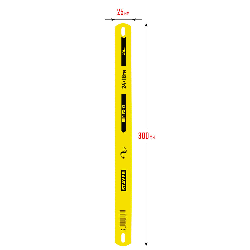 Полотно двустороннее широкое по металлу Duplex-XL, 24 + 18 TPI, 25 х 300 мм, 1 шт, коробка 50 шт STAYER 1590_z01